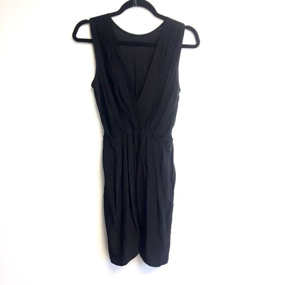 AMANDA UPRICHARD Sleeveless Silk Faux-Wrap Tulip Mini Dress Black XS - Picture 3 of 9